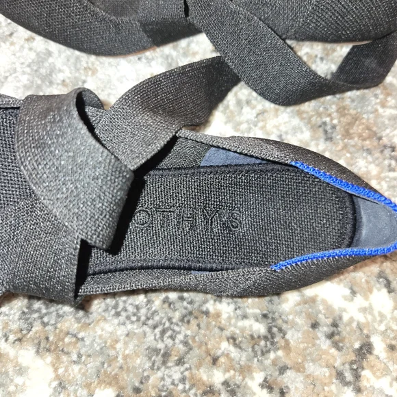 ROTHY'S Pointed Toe Bow Mary Jane Ballet Flats Black Size 6.5 Retired - Picture 3 of 6